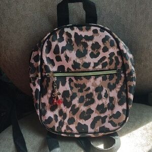 🌲NWOT Leopard Print Backpack with Cherry Charm